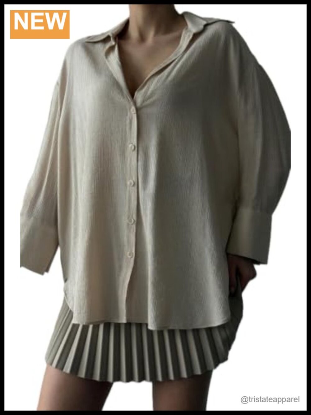 Oversize Viscose Blend Button Down Shirt Long Sleeve Tunic